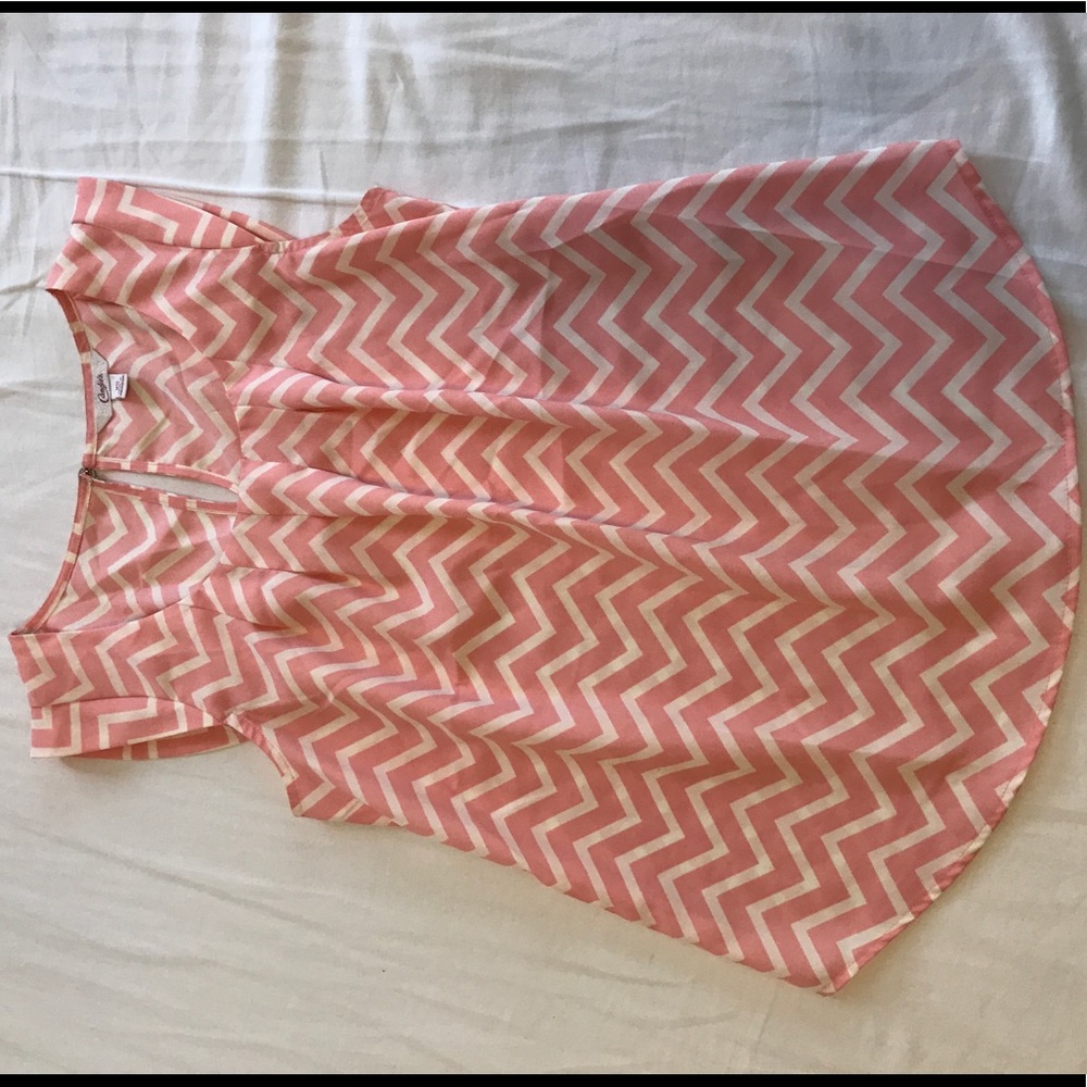 Chevron striped pink and cream silk shell